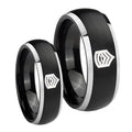 Army Sergeant Major Dome Brushed Black 2 Tone Tungsten Promise Ring Set