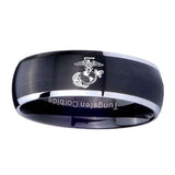 8mm-Marine-Dome-Brushed-Black-2-Tone-Tungsten-Carbide-Wedding-Band-Mens