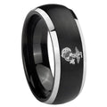 8mm Marine Dome Brushed Black 2 Tone Tungsten Ring Mens