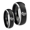 Marine Dome Brushed Black 2 Tone Tungsten Bridal Ring Set