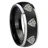 8mm Multiple CTR Dome Brushed Black 2 Tone Tungsten Mens Anniversary Ring