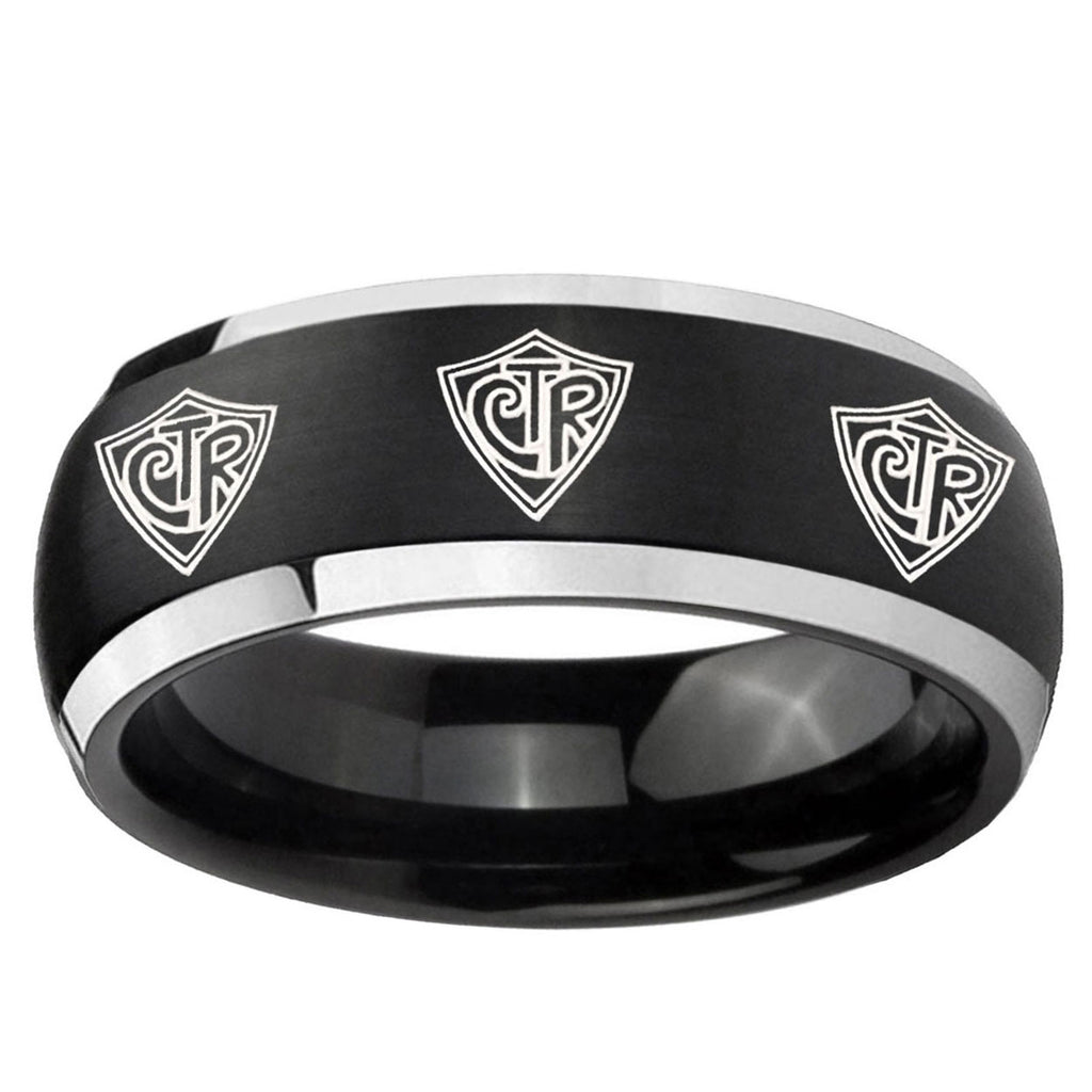 5mm Multiple CTR Dome Brushed Black 2 Tone Tungsten Ring