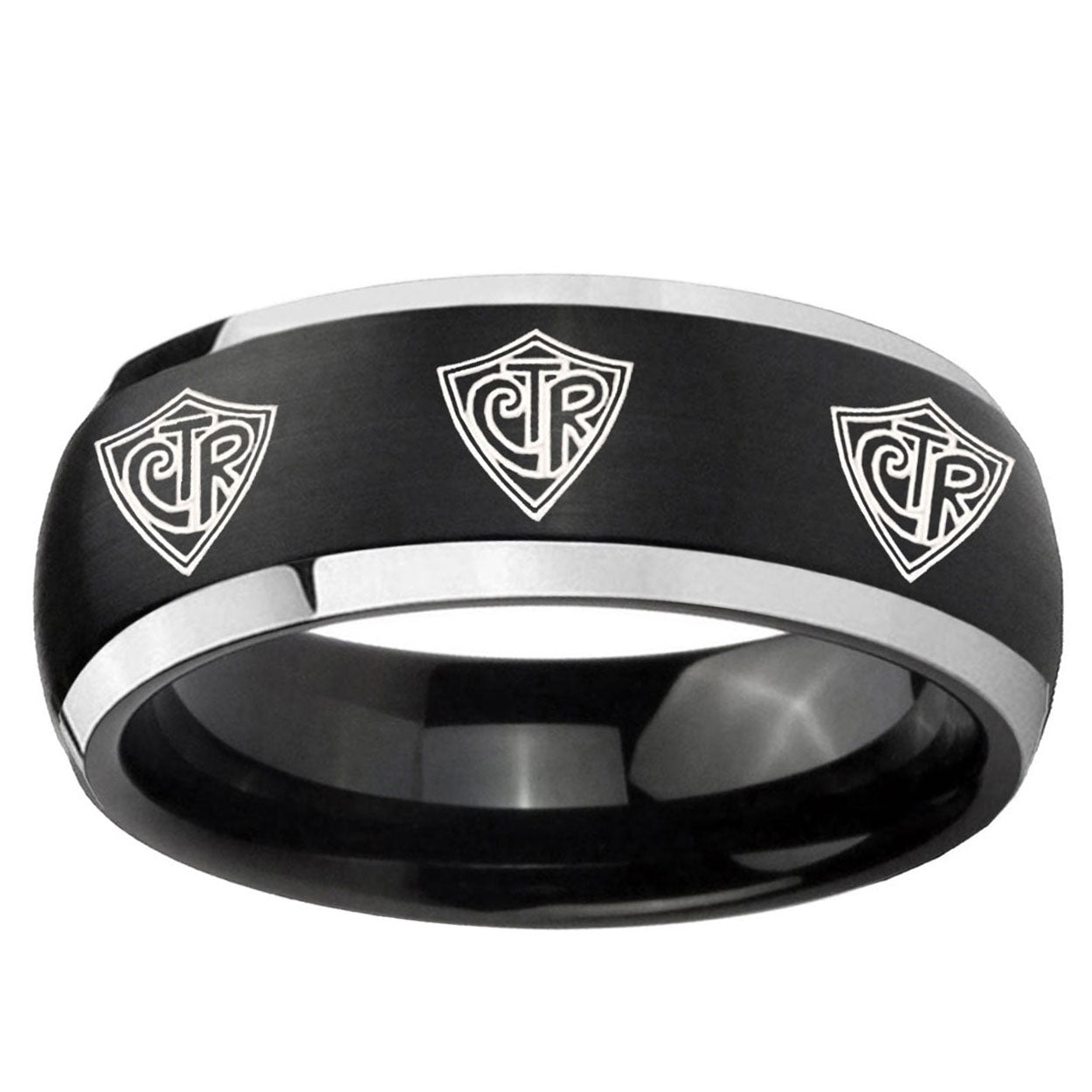 5mm Multiple CTR Dome Brushed Black 2 Tone Tungsten Ring