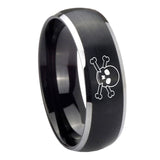 8mm-Skull-Dome-Brushed-Black-2-Tone-Tungsten-Carbide-Men's-Engagement-Band