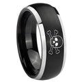 8mm Skull Dome Brushed Black 2 Tone Tungsten Engagement Band