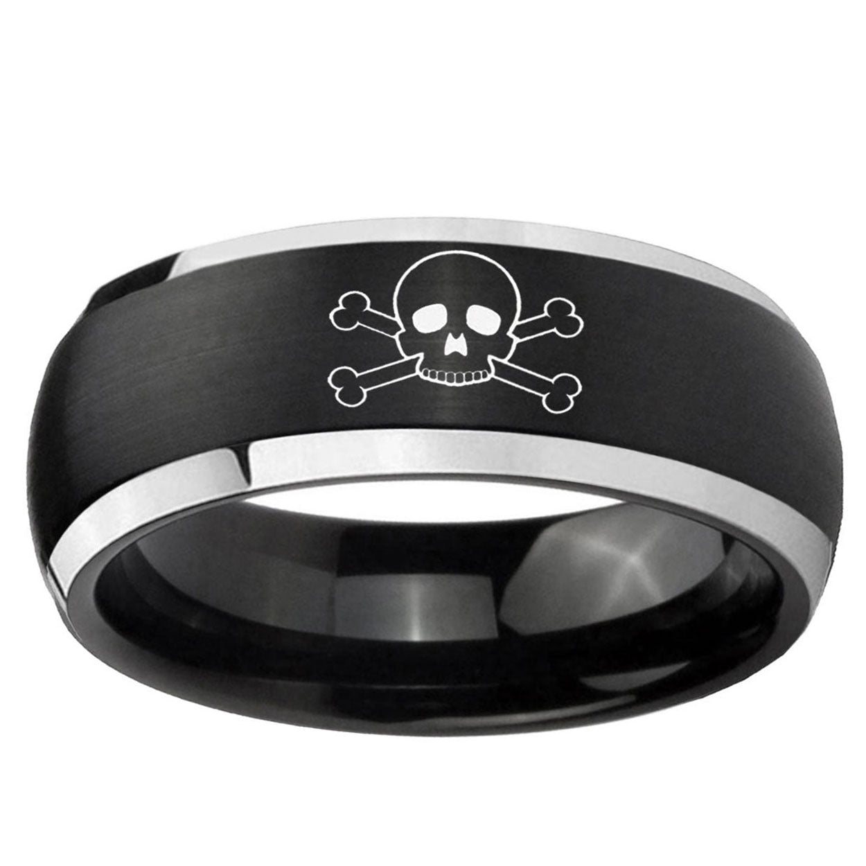 5mm Skull Dome Brushed Black 2 Tone Tungsten Engagement Band