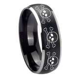 8mm-Multiple-Skull-Dome-Brushed-Black-2-Tone-Tungsten-Carbide-Bands-Ring