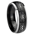 8mm Multiple Skull Dome Brushed Black 2 Tone Tungsten Bands