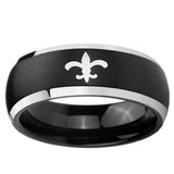 5, 8mm Fleur-De-Lis Dome Brushed Black 2 Tone Tungsten Ring