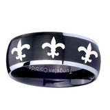 8mm-Multiple-Fleur-De-Lis-Dome-Brushed-Black-2-Tone-Tungsten-Mens-Wedding-Ring