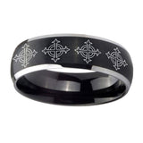 8mm-Multiple-Crosses-Dome-Brushed-Black-2-Tone-Tungsten-Men's-Wedding-Ring