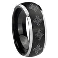 8mm Multiple Crosses Dome Brushed Black 2 Tone Tungsten Ring