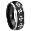 8mm Multiple Fleur-De-Lis Dome Black 2 Tone Tungsten Ring