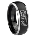 8mm Islamic Shahada Dome Brush Black Engraved Men Bands