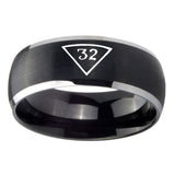 8mm-Masonic-32-Triangle-Freemason-Dome-Brushed-Black-2-Tone-Tungsten-Carbide-Mens-Ring-Personalized
