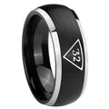 8mm Masonic 32 Triangle Freemason Dome Black 2 Tone Tungsten Ring