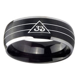 8mm-Masonic-32-Duo-Line-Freemason-Dome-Brushed-Black-2-Tone-Tungsten-Carbide-Mens-Ring-Personalized