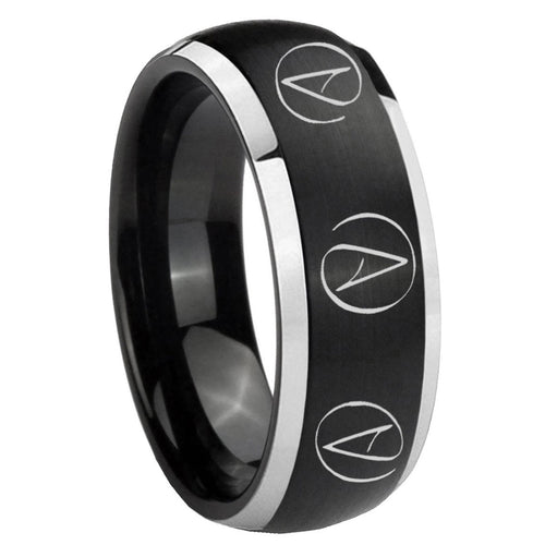 8mm Atheist Design Dome Brushed Black 2 Tone Tungsten Bands