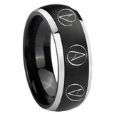 8mm Atheist Design Dome Brushed Black 2 Tone Tungsten Bands Ring