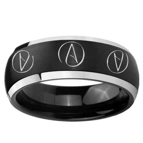 5mm Atheist Design Dome Brushed Black 2 Tone Tungsten Bands