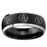 5, 8mm Atheist Design Dome Brushed Black 2 Tone Tungsten Bands Ring