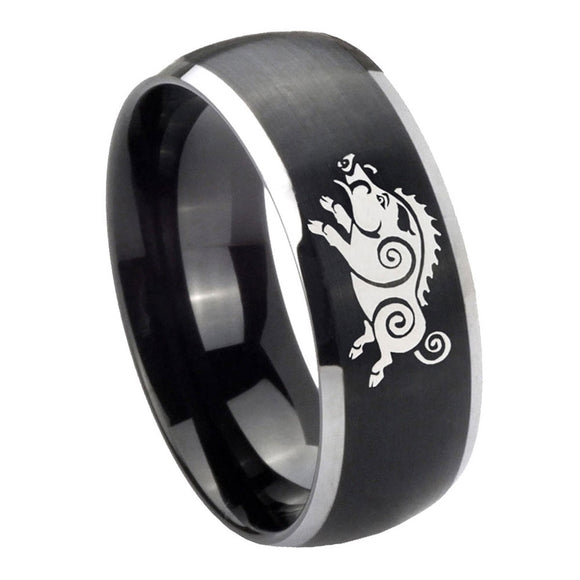 8mm-Wild-Boar-Dome-Brushed-Black-2-Tone-Tungsten-Custom-Mens-Ring
