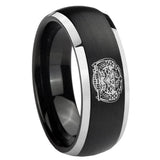 8mm Masonic 32 Degree Freemason Dome Brushed Black 2 Tone Tungsten Carbide Mens Ring Personalized