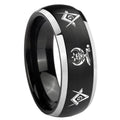 8mm Masonic Shriners Dome Brushed Black 2 Tone Tungsten Ring