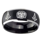 8mm-Masonic-32-Design-Dome-Brushed-Black-2-Tone-Tungsten-Carbide-Promise-Ring