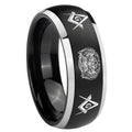 8mm Masonic 32 Design Dome Brushed Black 2 Tone Tungsten Ring