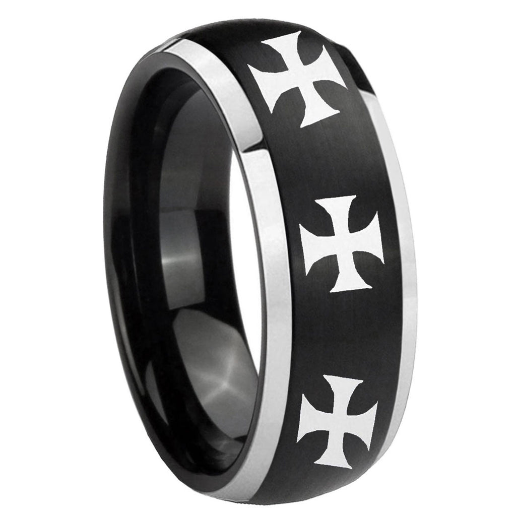 Celtic Triangle Fleur Delis Tungsten Carbide Bridal Ring Set