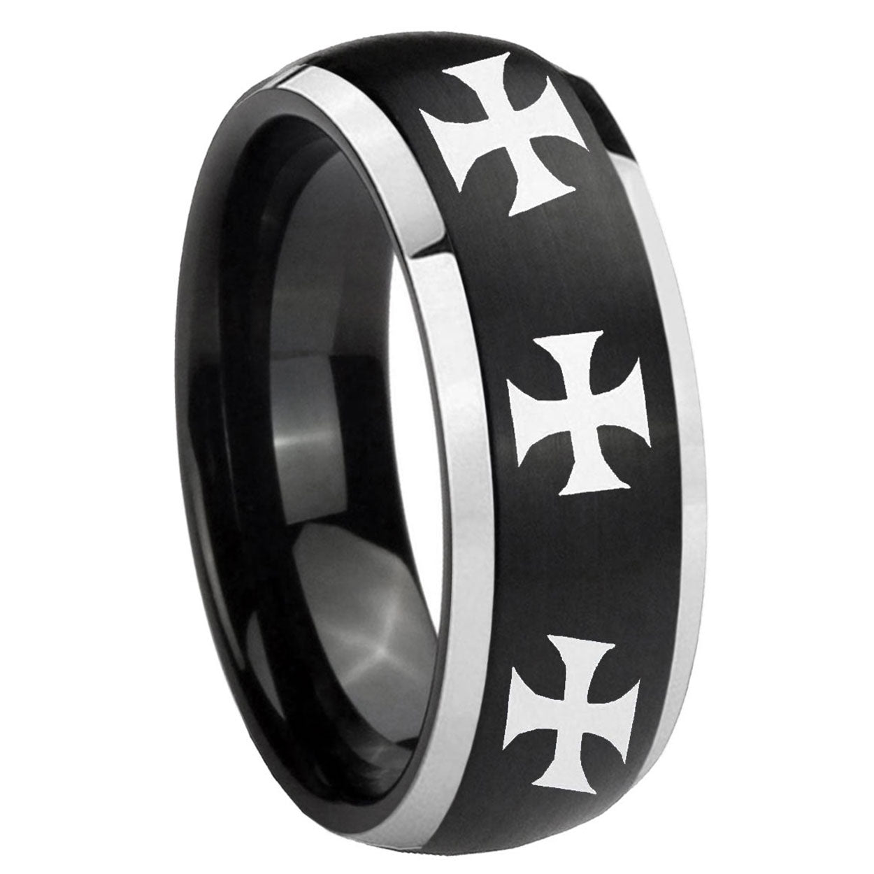 Celtic Triangle Fleur Delis Tungsten Carbide Bridal Ring Set