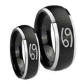 Cancer Horoscope Dome Brushed Black 2 Tone Tungsten His and Hers