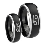 His Hers Cancer Horoscope Dome Brushed Black 2 Tone Tungsten Mens Ring Set