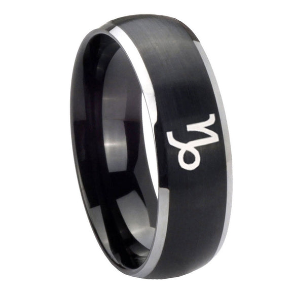 8mm-Capricorn-Zodiac-Dome-Brushed-Black-2-Tone-Tungsten-Mens-Engagement-Ring