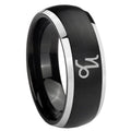 8mm Capricorn Zodiac Dome Brushed Black 2 Tone Tungsten Ring