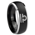 8mm Libra Horoscope Dome Brushed Black 2 Tone Tungsten Ring