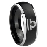 His Hers Libra Horoscope Dome Brushed Black 2 Tone Tungsten Ring Set