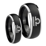 His Hers Libra Horoscope Dome Brushed Black 2 Tone Tungsten Ring Set