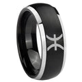 8mm Pisces Zodiac Dome Brushed Black 2 Tone Tungsten Ring