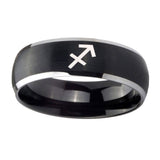 8mm-Sagittarius-Zodiac-Dome-Brushed-Black-2-Tone-Tungsten-Carbide-Men's-Ring