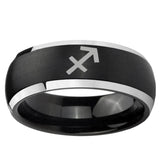 5, 8mm Sagittarius Zodiac Dome Brushed Black 2 Tone Tungsten Ring