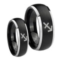 Sagittarius Zodiac Dome Brushed Black 2 Tone Tungsten His and Hers