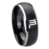 8mm-Scorpio-Horoscope-Dome-Brushed-Black-2-Tone-Tungsten-Mens-Ring-Engraved