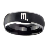 8mm-Scorpio-Horoscope-Dome-Brushed-Black-2-Tone-Tungsten-Mens-Ring-Engraved