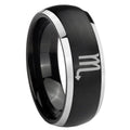 8mm Scorpio Horoscope Dome Black 2 Tone Tungsten Ring