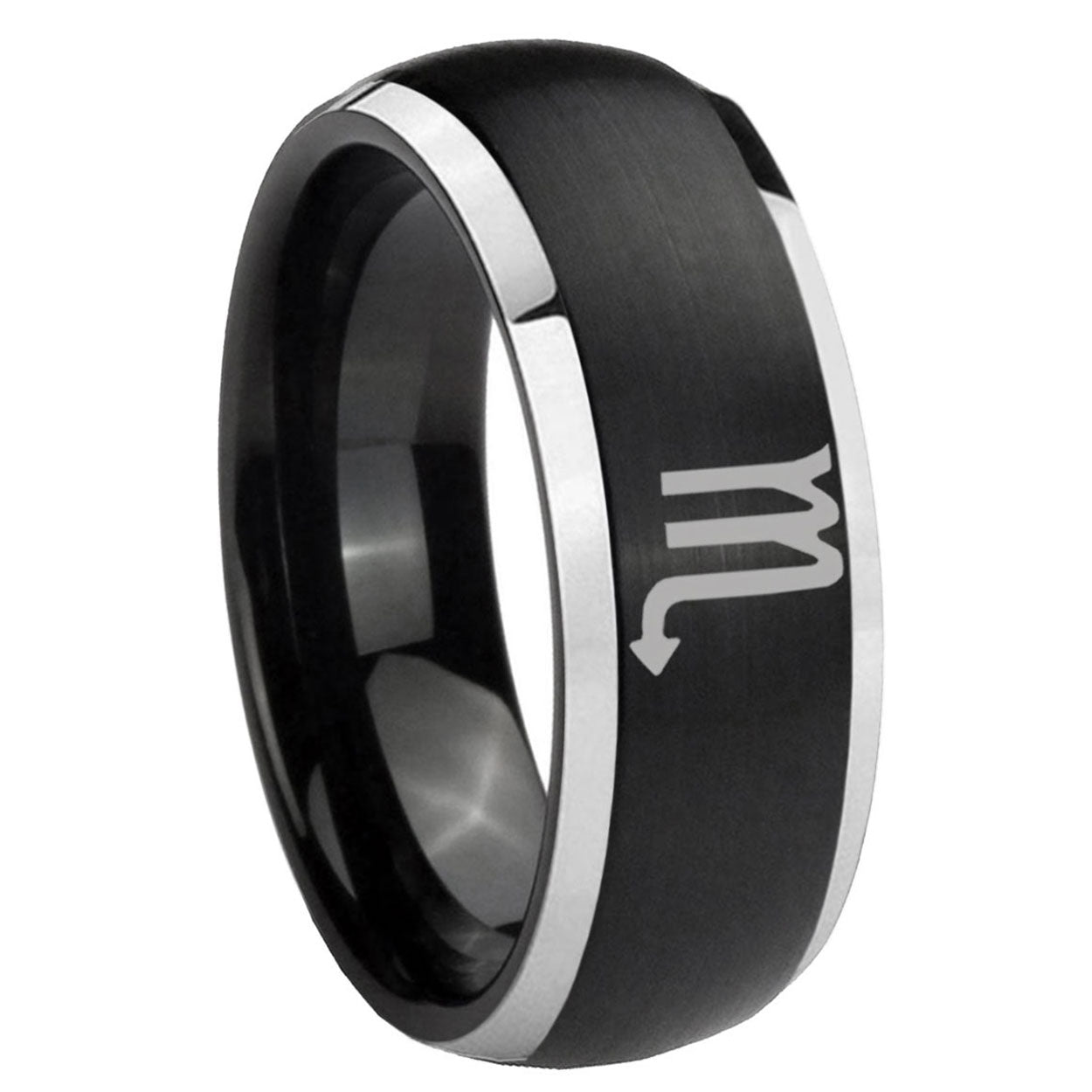 Taurus Horoscope Tungsten Carbide Wedding Band Set