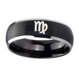 8mm-Virgo-Zodiac-Dome-Brushed-Black-2-Tone-Tungsten-Carbide-Mens-Wedding-Band