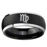5, 8mm Virgo Zodiac Dome Brushed Black 2 Tone Tungsten Ring