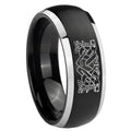 8mm Celtic Dog Dome Brushed Black 2 Tone Tungsten Ring